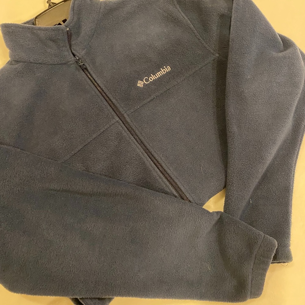 Men’s Columbia Fleece Full Zip Jacket Navy Blue Large